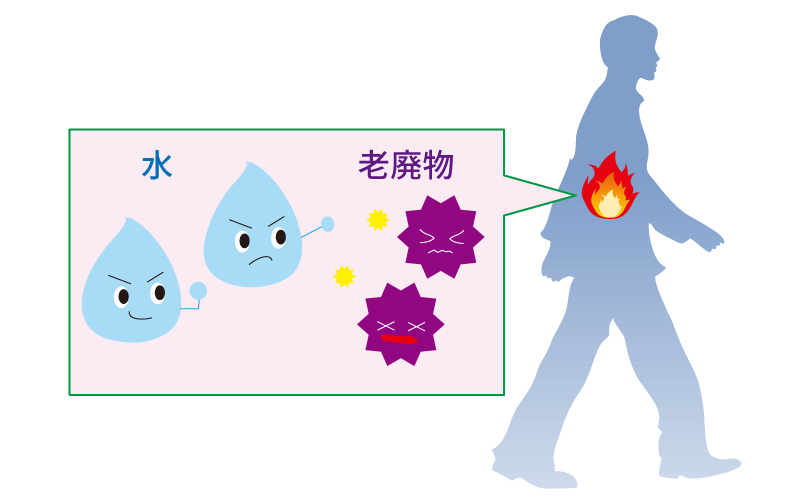 水が老廃物を燃焼するイメージ